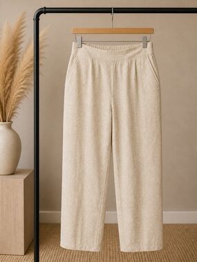 Women's Cream Straight-Leg Pants